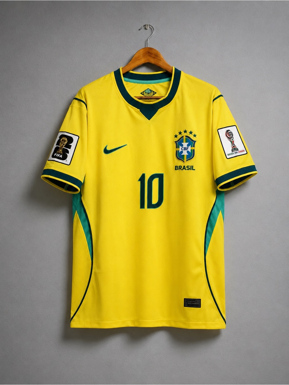 Nike Yellow and Green Men's Football Jersey No.10